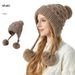 Cappello invernale da donna in maglia calda con fodera in pile, per esterni, con pompon, in pelliccia di coniglio spessa e scozzese di alta qualità_voghion.com