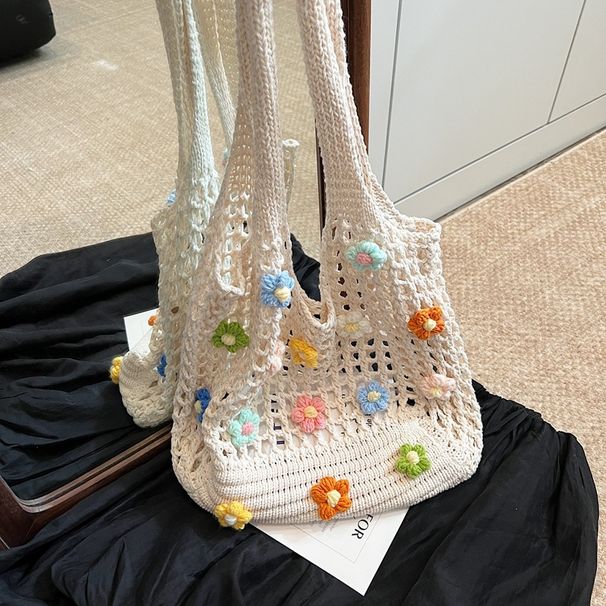 Straw Bag Woven Bag Lazy Crochet Bag For Women Simple Commuter Large Capacity Shoulder Tote Bag_voghion.com