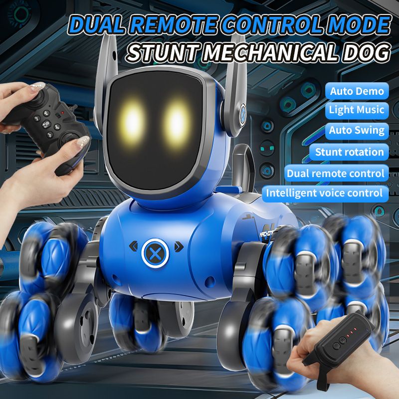 Neuer kleiner Mini-Roboterhund mit acht Rädern, multifunktional, ferngesteuert, intelligente Doppelsteuerung, interaktives Eltern-Kind-Spielzeug_voghion.com