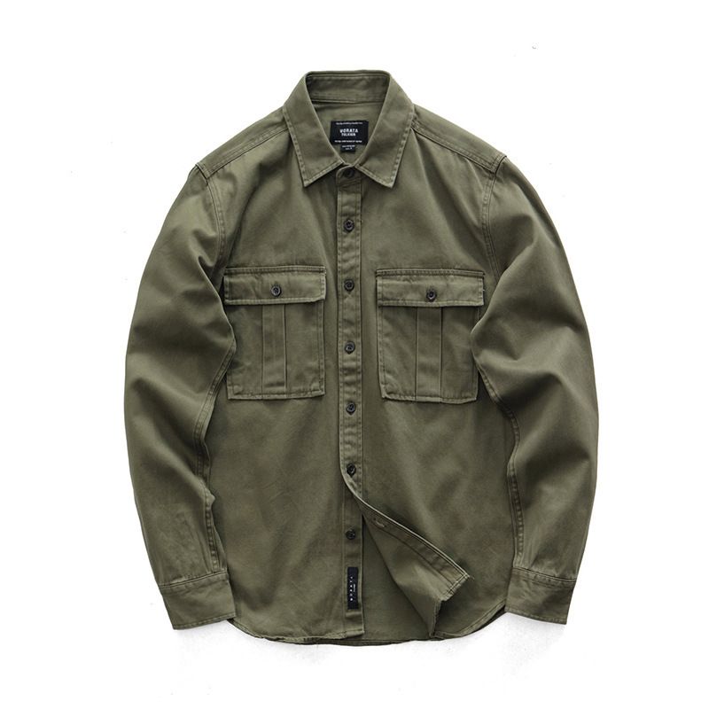 New workwear shirt, men's long sleeved loose trendy jacket, casual versatile and cool shirt, autumn outfit_voghion.com