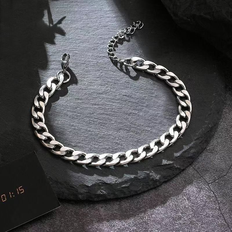 Titanium Steel Non-Fading Bracelet NK Chain Cuban Trendy Cool Versatile Hip-Hop Women's Flat Style Niche_voghion.com