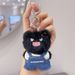 Authentic Fluffy Little Pet Cat Denim Overalls Couple Pair Plush Pendant Exquisite Backpack Keychain Doll_voghion.com