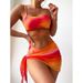 Damenbekleidung Tie Dye Dreiteiliger Netzrock Split Bikini_voghion.com