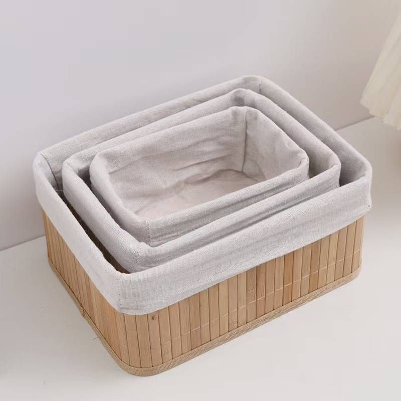 Wannilen Bamboo weaving desktop storage basket; Home storage box; Cosmetics rack; Desktop office small item storage; Snack basket_voghion.com