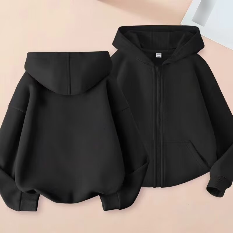 Men's Clothing Spring And Autumn Thin Cardigan Fashion Hooded Sweatshirt Medium And Large Children's Solid Color Casual Jacket Zipper Sweatshirt_voghion.com