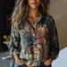 Women's Vintage Print Long-Sleeve Shirt – Loose Fit, Soft Polyester, Breathable & Stylish For Spring & Summer (Multiple Retro Patterns)_voghion.com