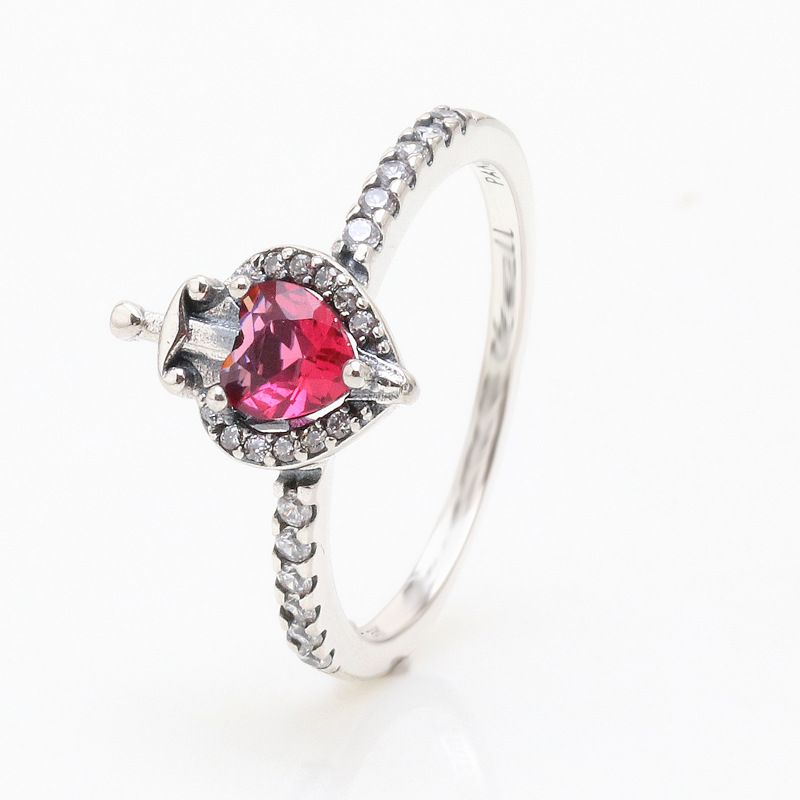 Damenschmuck Weißkupfer Bösewicht-Serie Böse Königin Ring Roter Liebesdolch Mode Herzförmiger Liebesring Geschenk_voghion.com