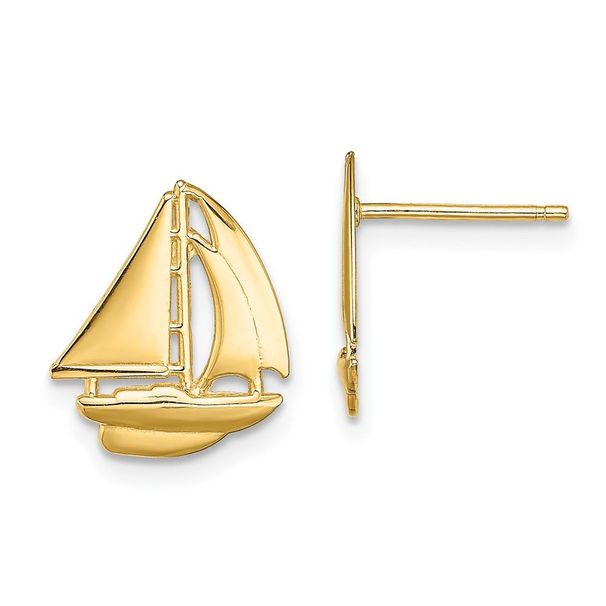 14K Polished Sailboat Post Earrings_voghion.com