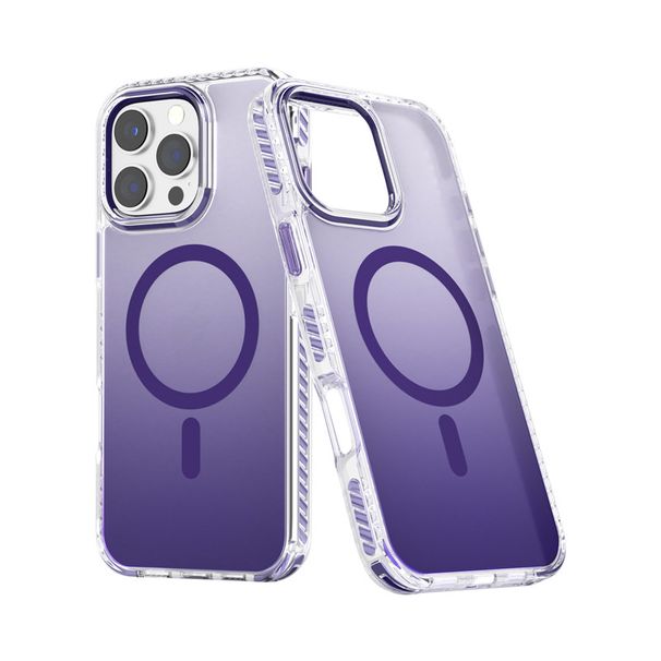 Il nuovo modello è adatto per iPhone 16 Custodia rigida trasparente per cellulare Custodia magnetica anti-caduta per cellulare Apple 15 con luce blu e cambio graduale_voghion.com