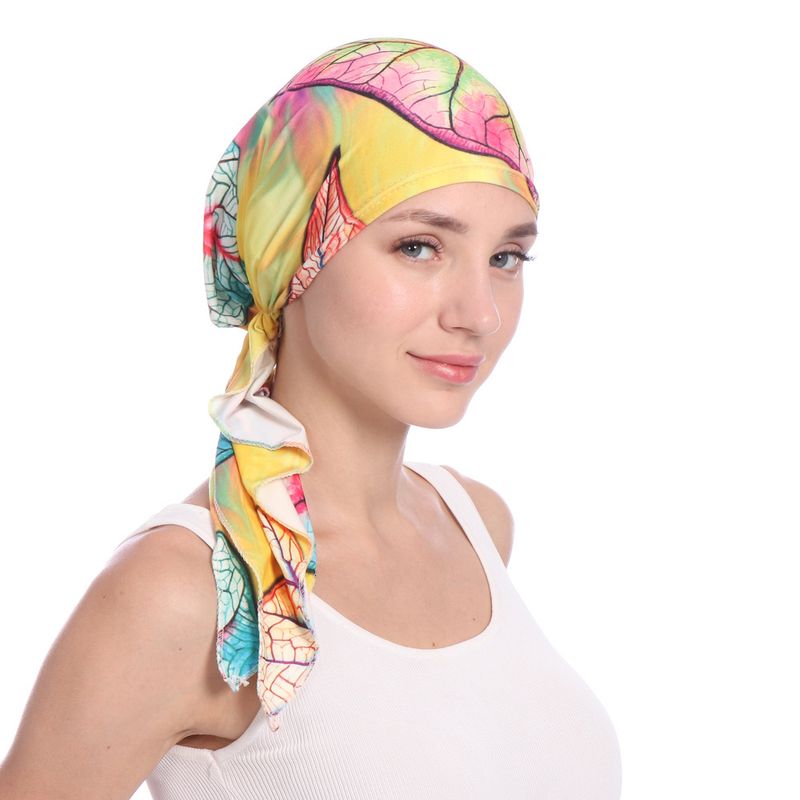Chapéus femininos estampados chapéu de pano de flor curva, chapéu Baotou muçulmano, pulôver de seda de leite, pronto para venda_voghion.com