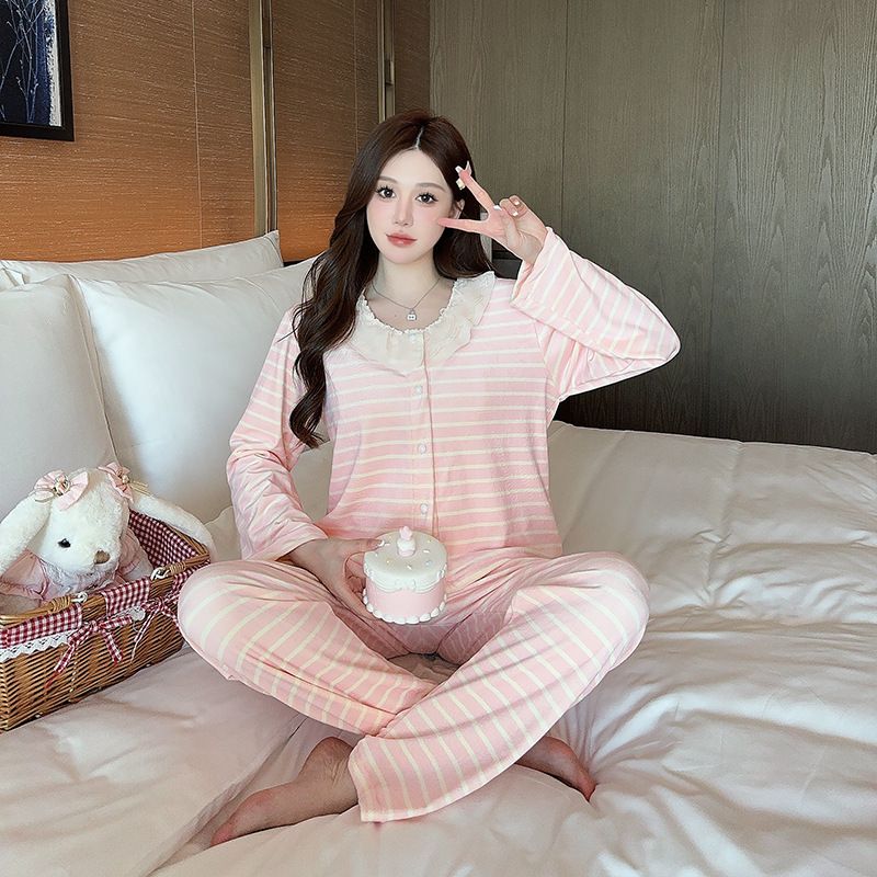 Island Velvet Pajamas Women's Winter New Long Sleeve Thickened Warm Three Piece Set Can be Outdated Spring and Autumn_voghion.com