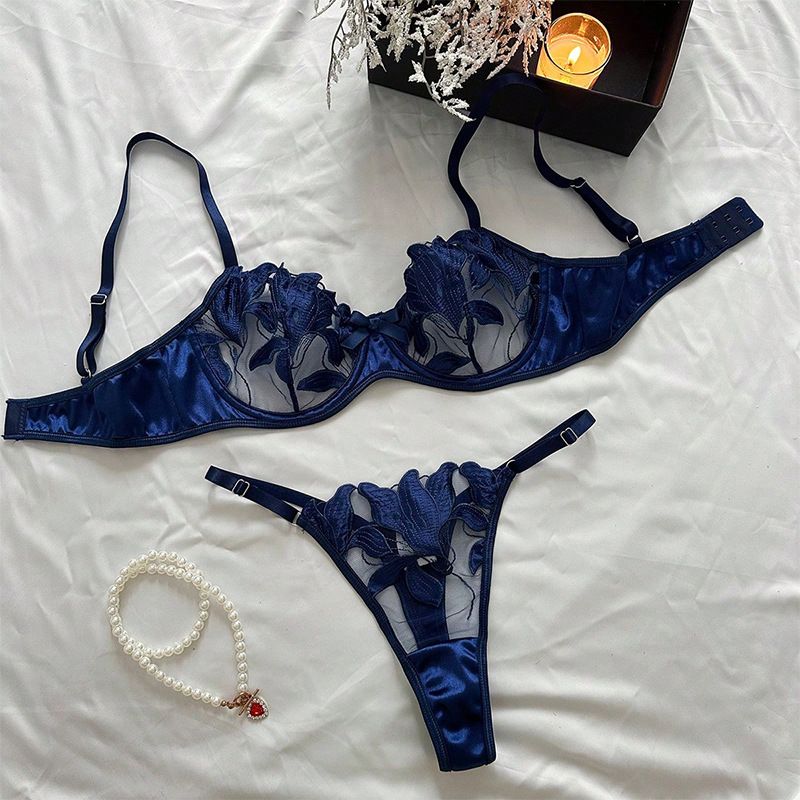 Women's Intimates Fresh Flower Embroidery Sexy Lingerie Sexy Bra Sexy Suit Ladies 23171_voghion.com