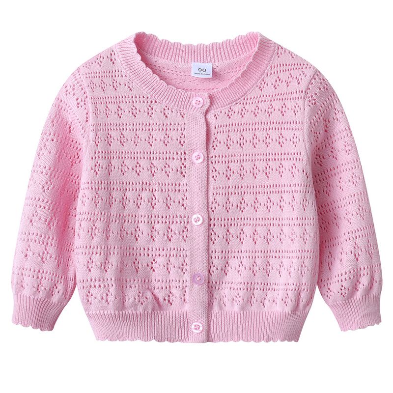 2025 neue Koreanische Version Einer Kinder Rundhals Hohl Baby Pullover Jacke Frühling Und Sommer Dünne Mädchen Strickjacke_voghion.com
