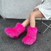 cross border raccoon fur plush snow boots with closed toe warm fluffy fur hot girl y2k foreign trade style_voghion.com