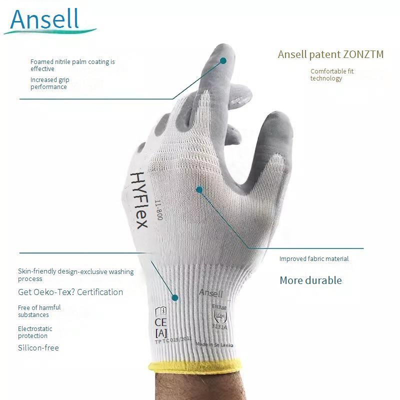 Ansell 11 800 Foam Nitrile Gloves Comfortable Waterproof Breathable Non Slip Anti Cut Multifunctional Universal_voghion.com