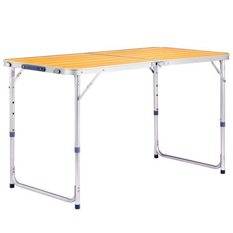 4Ft Portable Multipurpose Folding Table Wood Grain Color_voghion.com