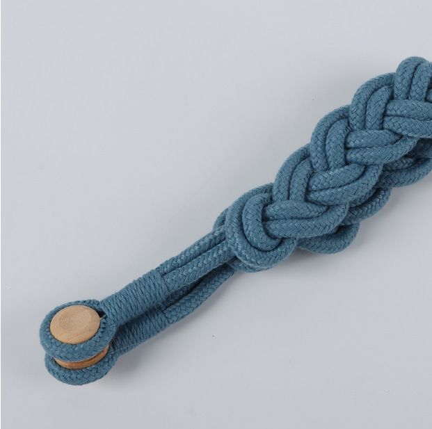 New Simple Style Natural Wood Braided Cotton Rope Curtain Tiebacks Drilling No Installation Buckle Magnetic Attachment_voghion.com