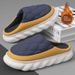 Wangjia Wangjia Herbst Winter Große Größen Baumwollpantoffeln für Herren Indoor Zuhause Dicke Sohle Gepolsterte wasserdichte Oberfläche Fleecegefütterte Ferse_voghion.com
