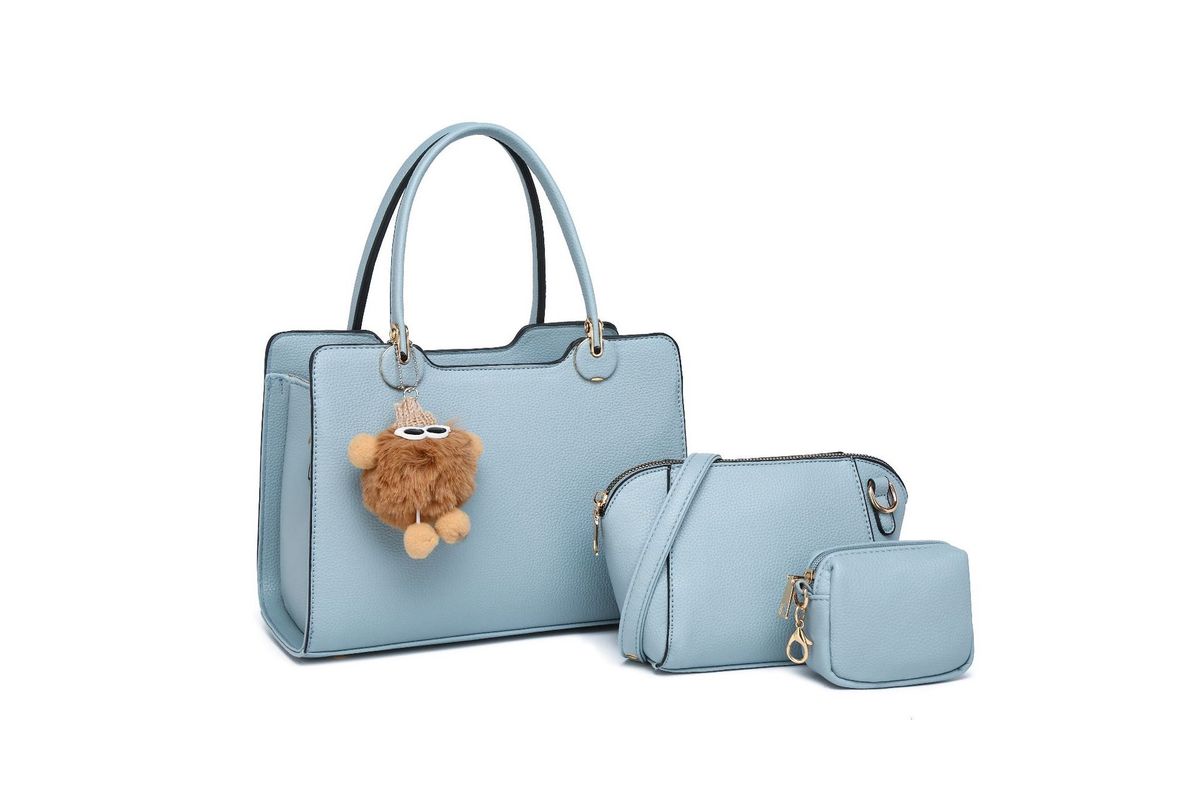 Modieuze crossbody-tasset voor dames - 3-delige schoudertas van PU-leer met ritssluiting, ontwerp met meerdere compartimenten in zwart/donkerbruin_voghion.com