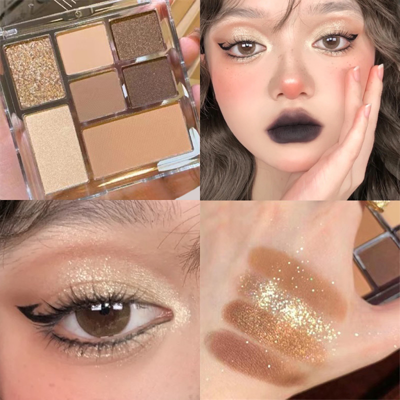 Palette de fard à paupières Rose de sept couleurs, nacrée, mate, scintillante, couleur terre brillante pour les yeux_voghion.com