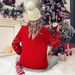 Festive Glitter High Neck Knit Sweater For Women - Cozy Loose Fit Christmas Party Top, Long Sleeve Casual Pullover_voghion.com