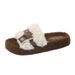Platform Fur Slippers For Women, New Style For Autumn And Winter, Small Size, Thick Sole, Versatile Belt Buckle, Flip Flops, Warm Cotton Slippers_voghion.com