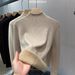 Women's Fleece-Lined Knit Sweater Long Sleeve Semi-Turtleneck Thermal Base Layer Slim Fit Pure Color Winter Top_voghion.com