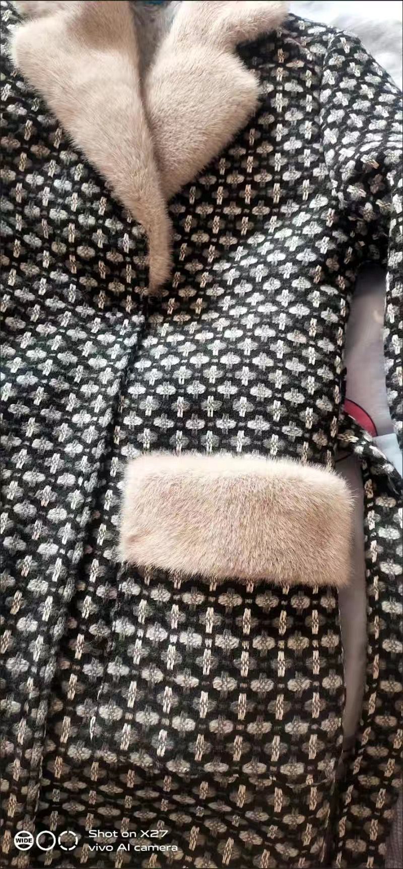 Women's Clothing Mink fur women winter tweed parka fur coat women's mid length woolen coat_voghion.com
