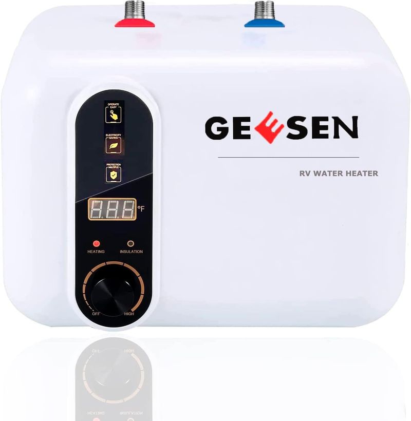 Elektrischer Warmwasserbereiter, 110/120 V, kleiner, kompakter Tankspeicher, Wohnmobil, Anhänger, 3,0 Gallonen, 1,5 kW, Küche, sofort, unter der Spüle, Theke, Schrank_voghion.com