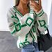 Women's Clothing Sweater Jacket Single-breasted Towel Embroidered V-neck Top Autumn And Winter New Loose Knitted Cardigan_voghion.com