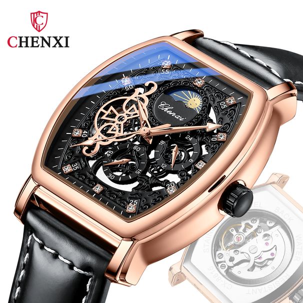 Men's Watches New Sun, Moon And Stars Barrel Shaped Automatic Mechanical Watch Men's Luminous Hollow Mechanical Watch Wholesale_voghion.com
