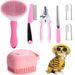 7-piece Dog Grooming Set: Hair Removal Flea Comb, Nail Clippers, Bath Brush, Finger Cots With Labeling Option_voghion.com