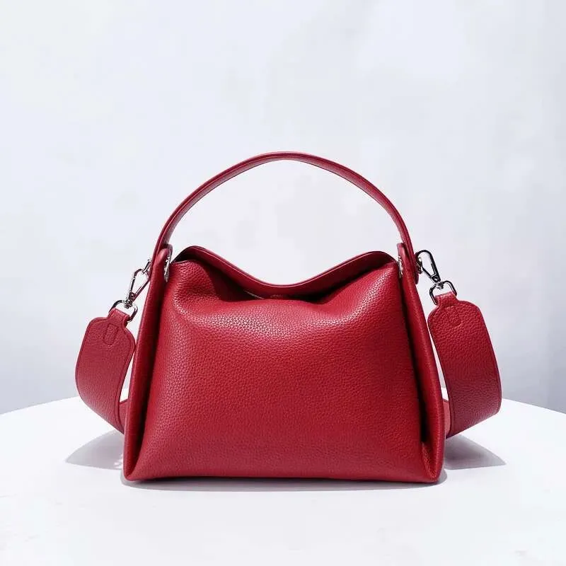 Hochwertige klassische Taschen für Damen Designer-Handtaschen 2024 Neu in PU-Lychee-Textur, geraffter oberer Griff, klein, breit_voghion.com