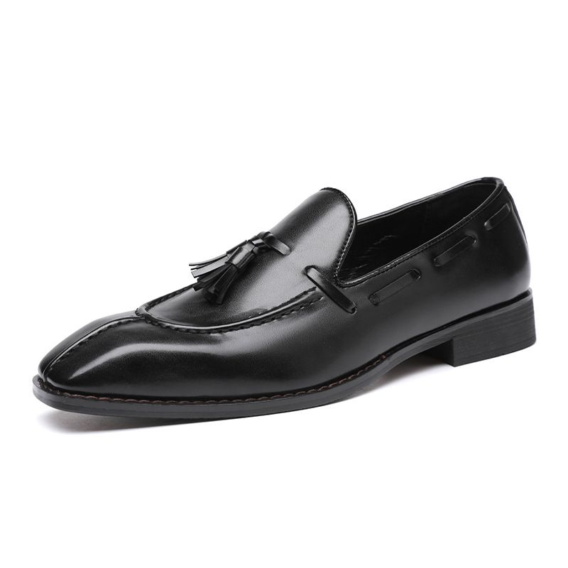 Business casual slip-on andas läderskor unga män fransar små läderskor_voghion.com