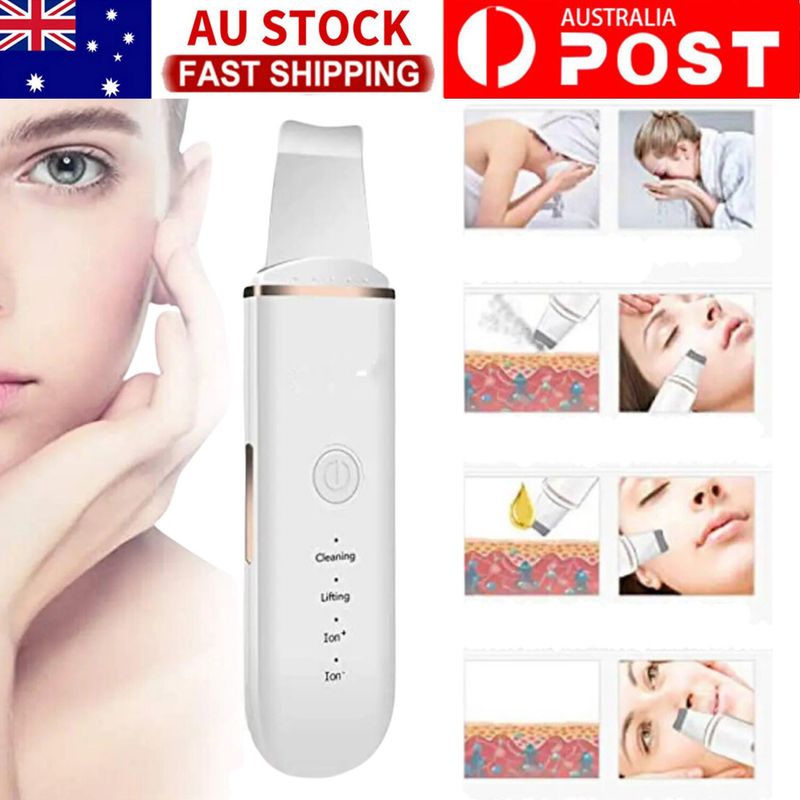 Ultrasonic Facial Scrubber Deep Skin Spa Cleaner Pore Blackhead Remover Spatula_voghion.com