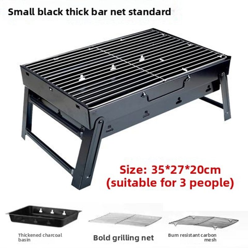 Grill Outdoor Household BBQ Rack Foldable Charcoal 3-5 People Thickened Barbecue Box Tool Set_voghion.com
