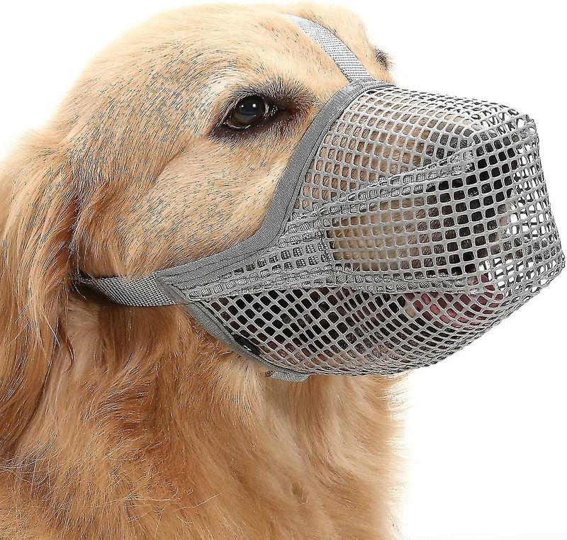 Museruola per cani con cinghie regolabili, museruole rivestite in morbida rete per cani di piccola, media e grande taglia_voghion.com