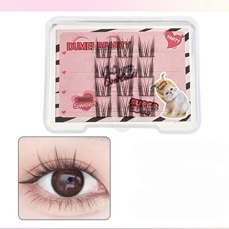 Eyelashes Set Flat Eyelashes 12 Rows Of Large Capacity Eyelashes Book Natural Thick Lazy Pure Desire Cat Elf Eyelashes_voghion.com