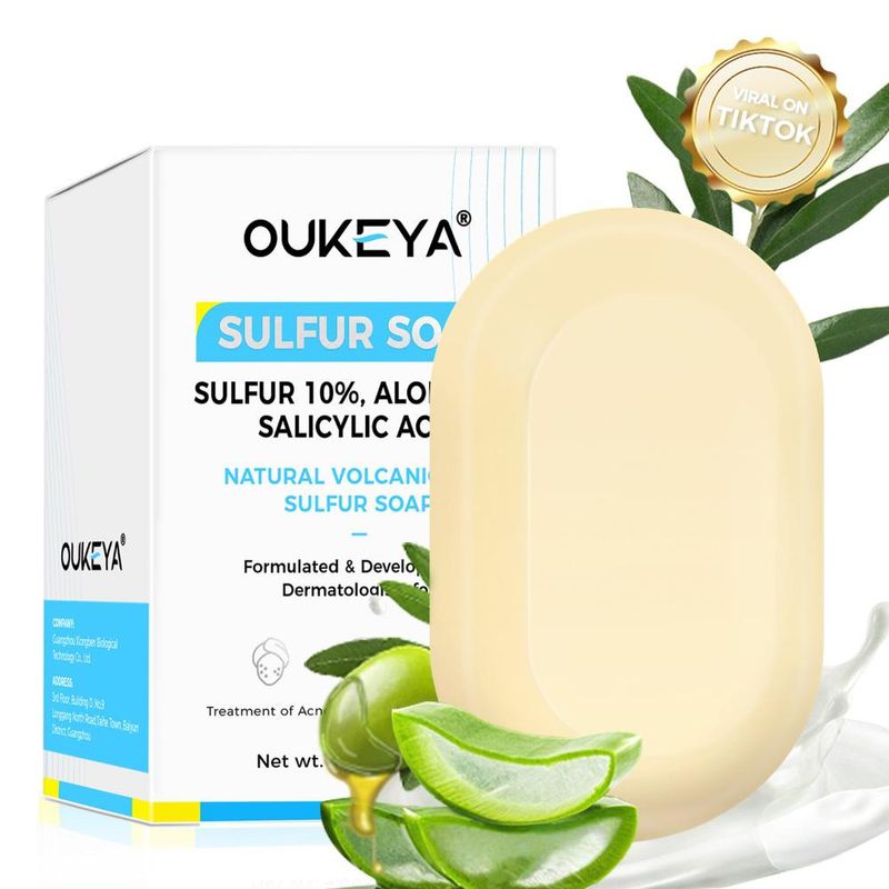 OUKEYA 10% Sulfur Soap With Tea Tree Oil – Deep Cleansing Bar For Acne & Oily Skin, 115g_voghion.com