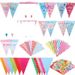 Set di striscioni triangolari da 2,5 m e 10 pezzi per la festa dei 100 giorni del bambino, design con corona rosa e blu, decorazioni per feste neutre rispetto al genere._voghion.com