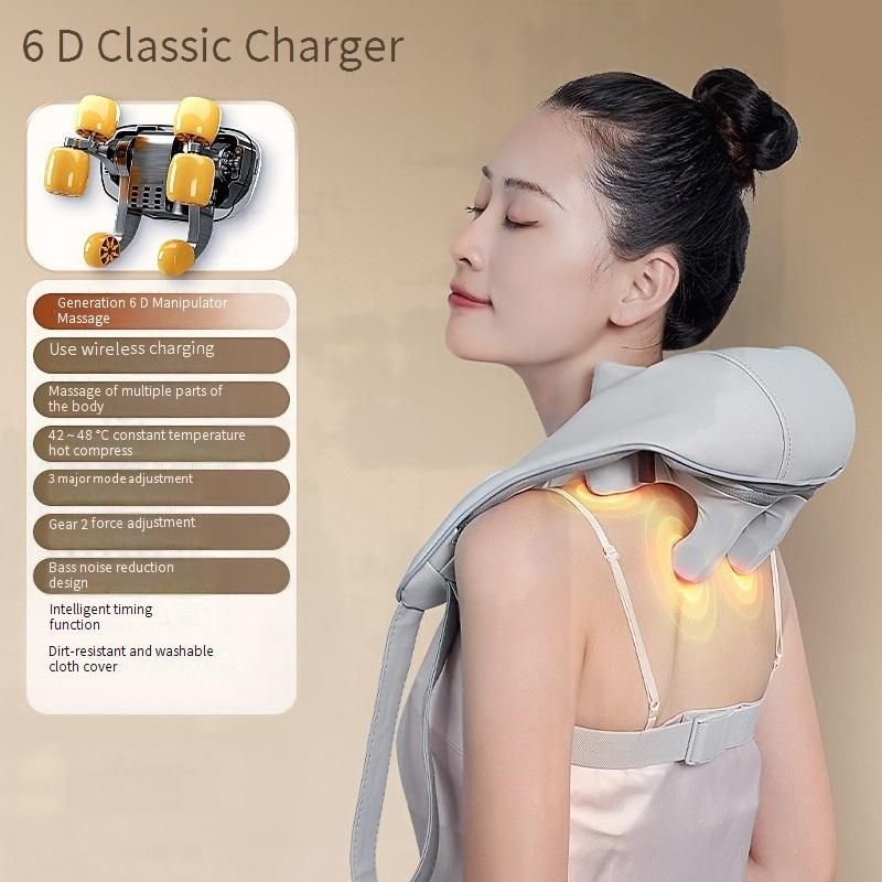 8-delige hoofd-, nek- en schoudermassager met verwarmingsfunctie - 3 snelheden verstelbaar, USB-oplaadbaar, ergonomisch ontwerp voor diepe weefselontspanning_voghion.com