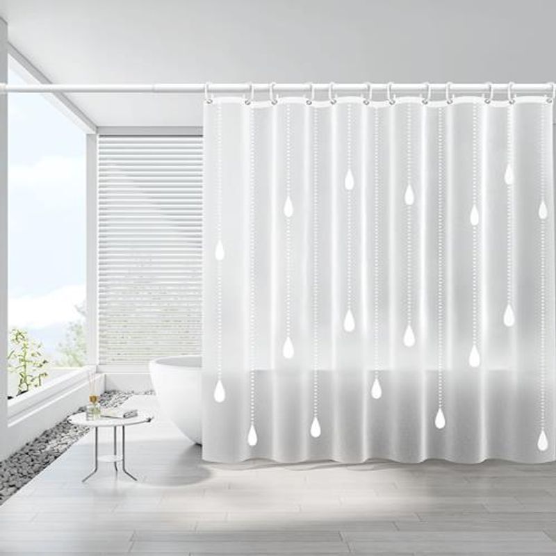 High-end Bathroom Dry-Wet Separation Partition For Shower Waterproof Cloth No-Drill Water Blocking Hanging Curtain_voghion.com