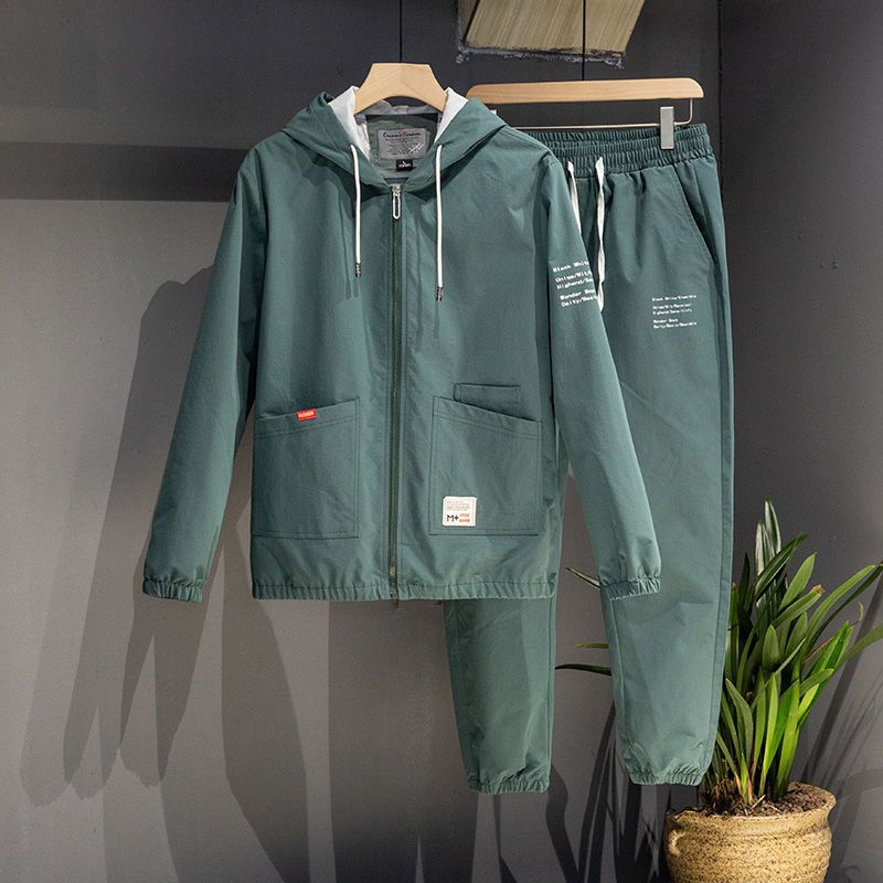Ropa de hombre Traje casual de primavera Chaqueta deportiva de color sólido para hombre Traje de dos piezas de primavera Nueva ropa de trabajo de moda de primavera_voghion.com