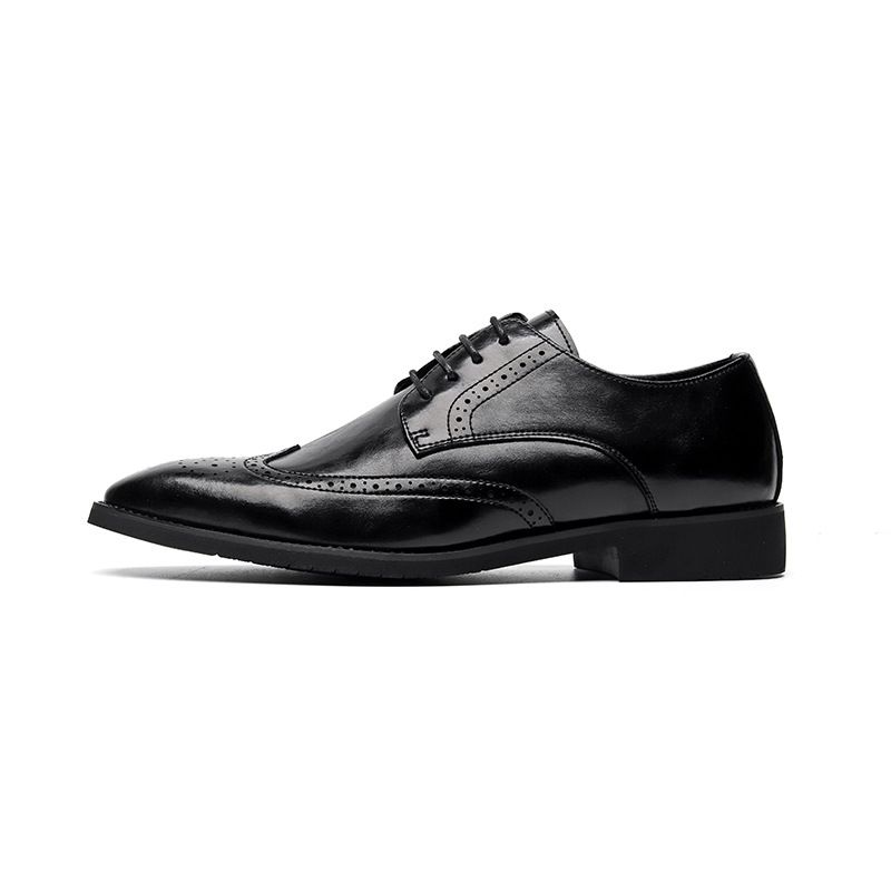 Euro Step 2025 Spring New Breathable Business Formal Korean Version British Trend Genuine Brogue Carved Leather Shoes 8040-T_voghion.com