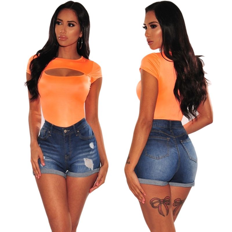Damenmode, lässige Lochwaschung, um alte Jeansshorts zu machen_voghion.com