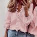 Elegant Ruffle Blouse Women's Loose Fit Long Sleeve Shirt - Casual Office Tops With Flounce Detail, Plus Size Friendly_voghion.com
