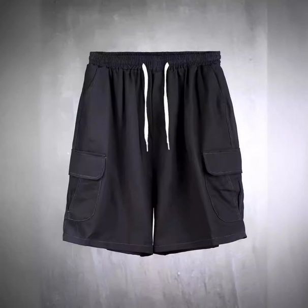 Herrenbekleidung Neue einfarbige Arbeitsshorts mit mehreren Taschen für Männer im Sommer locker gerade große Größe einfacher Freizeitsport_voghion.com