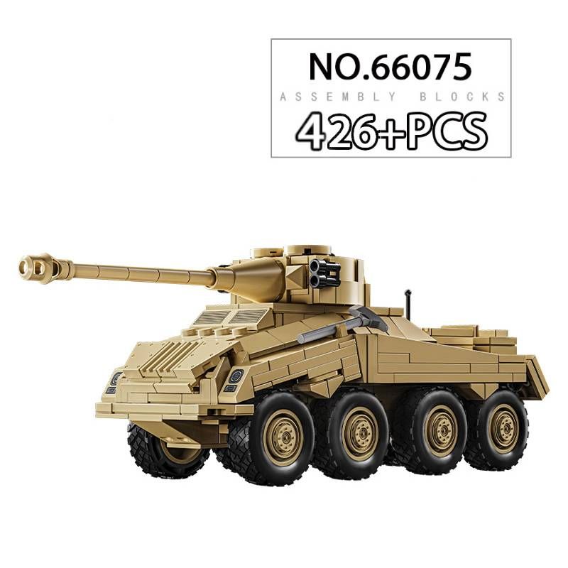 WW2 Military Classic Model Army Sd.Kfz.234 Type 8-wheeled Heavy Armored Reconnaissance Vehicle Building Blocks Bricks Toys_voghion.com