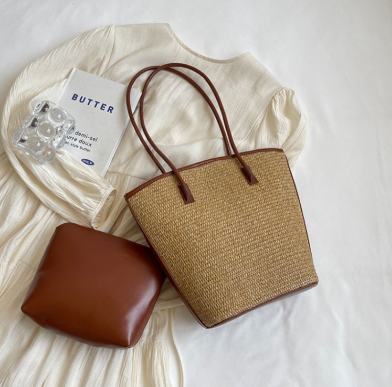 Women's Bags Summer Beach Temperament Women's Bag Hand Held Simple Shoulder Crossbody Holiday Woven Bag_voghion.com