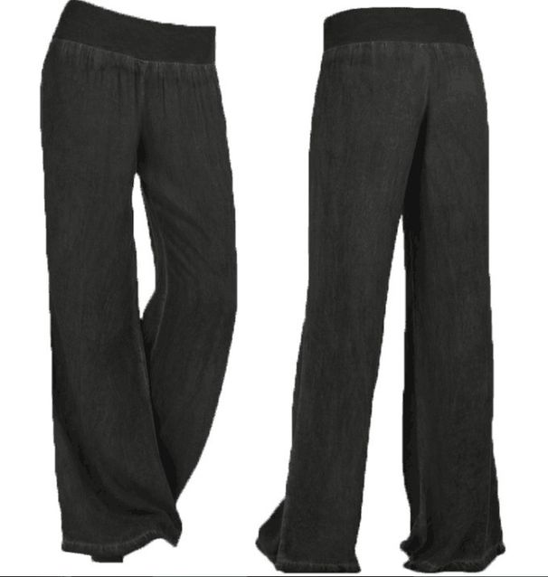 Women's Plus Size Casual Wide Leg Jeans - Stretch Denim Trousers For Comfort & Style (Black, Light Blue, S-5XL)_voghion.com